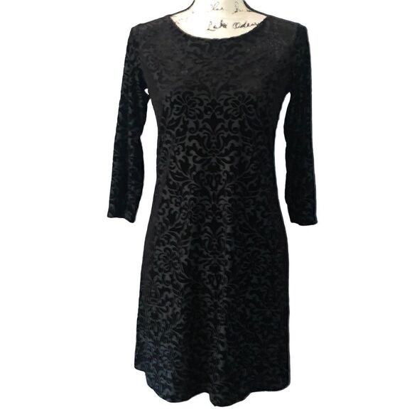 Adrienne vittadini black velvet & shear shift dress XS - Picture 1 of 9